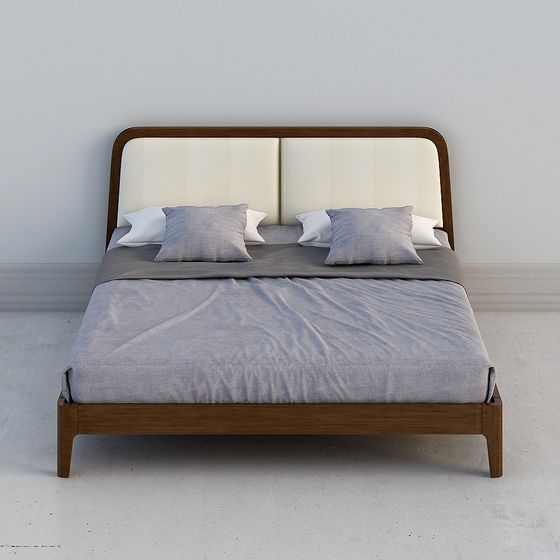 Elegant Low-Poly Bed Frame 3D model for Modern Spaces