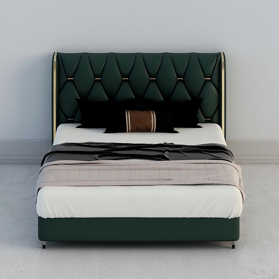 Luxury Emerald Bed 3D model for Modern Interiors