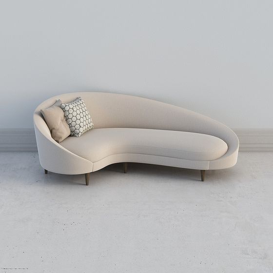 Elegant Curved Sofa 3D model for Modern Interiors