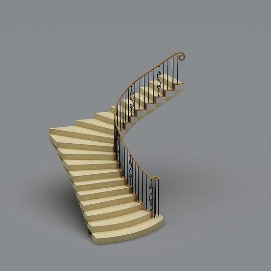 Elegant Curved Staircase 3D model