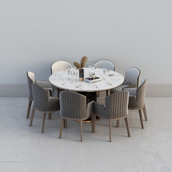 Elegant Round Table and Chair Set 3D model