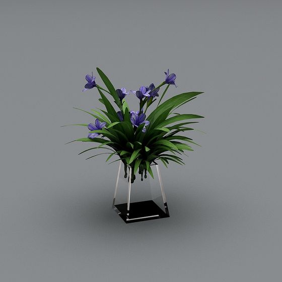 Purple Orchid Vase 3D model