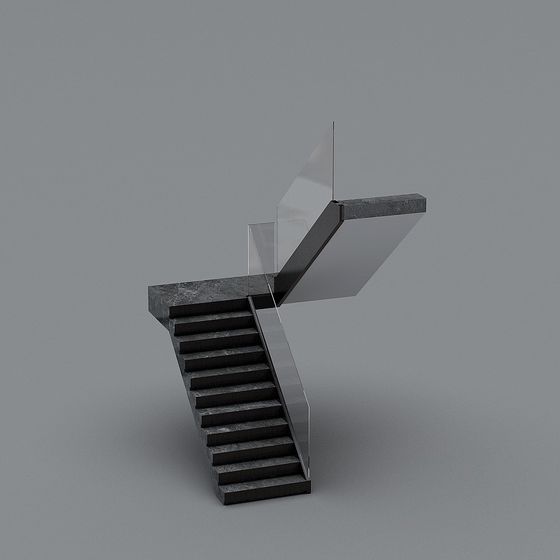 Elegant Black Marble Staircase 3D model