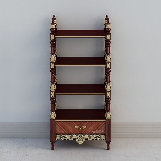 Royal Study Bookshelf 3D model for Elegant Interiors