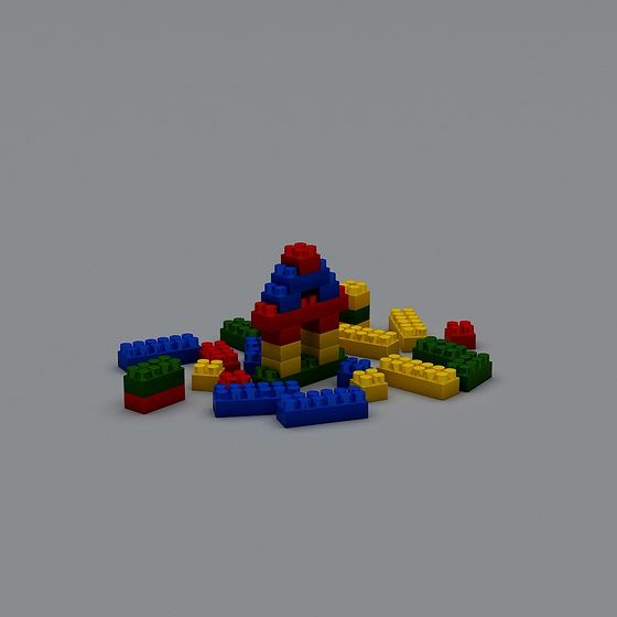 Colorful Block Mountain 3D model