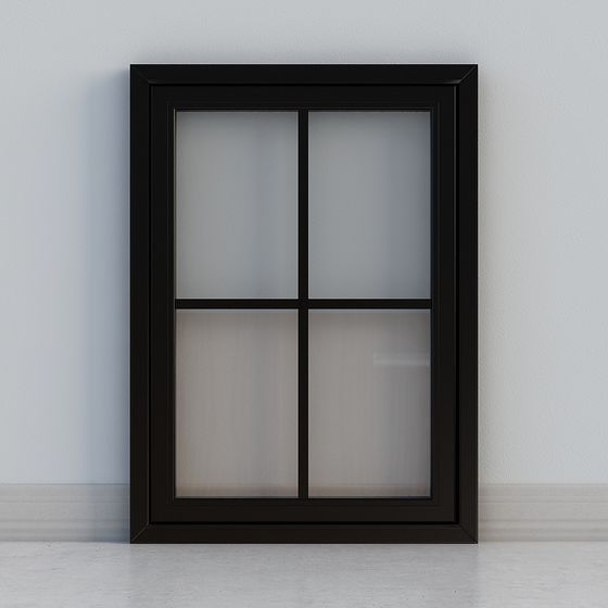 Modern Aluminum Windows 3D Model in Black for Stylish Exteriors