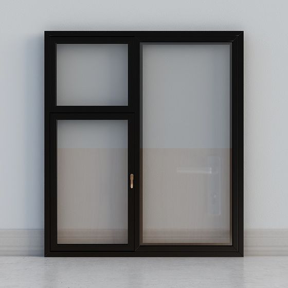 Modern Black Metal Window 3D Model