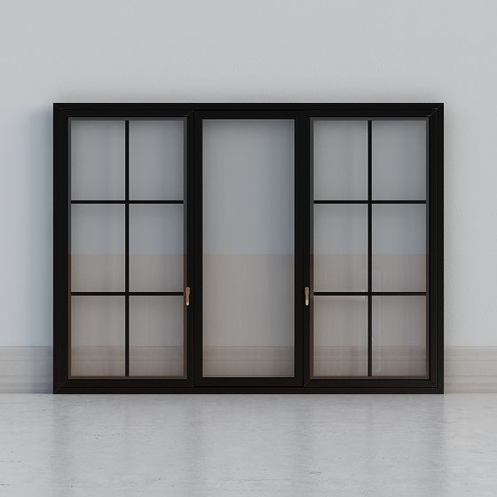 Modern Black Field Type Window 3D Model