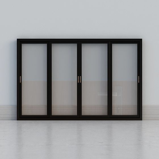Modern Black Aluminum Windows 3D Model for Decor
