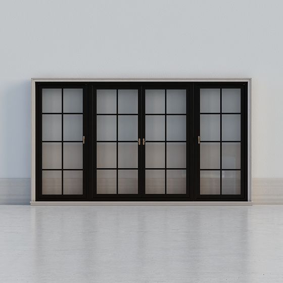 Decorative Black Windows 3D Model for Stylish Architecture