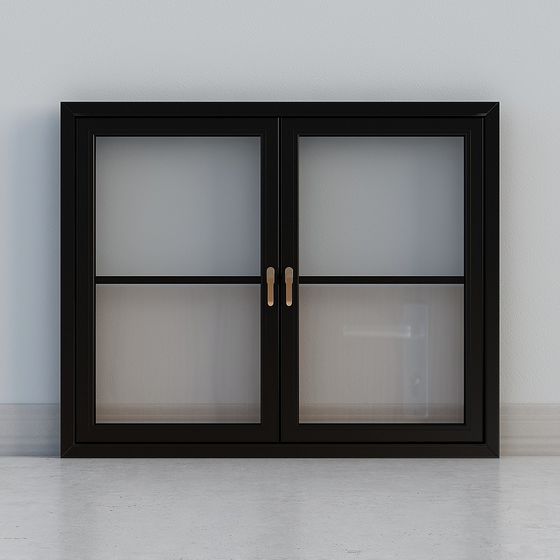 Modern Black Aluminum Windows 3D Model for Stylish Spaces