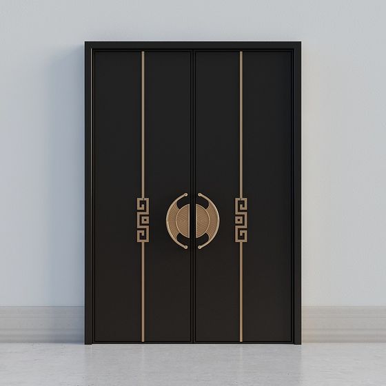 Elegant Black and Gold 3D Model Door
