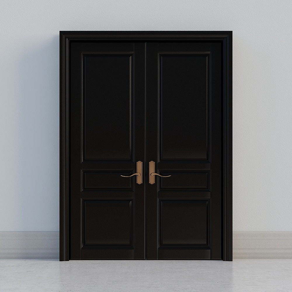 modern black double door