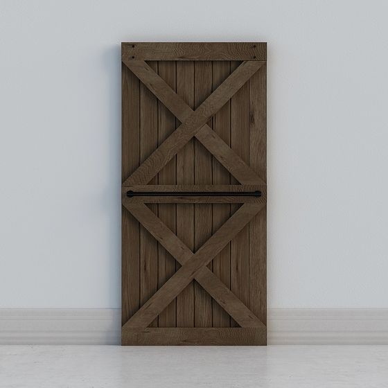 Stylish Low-Poly Wooden Door 3D Model