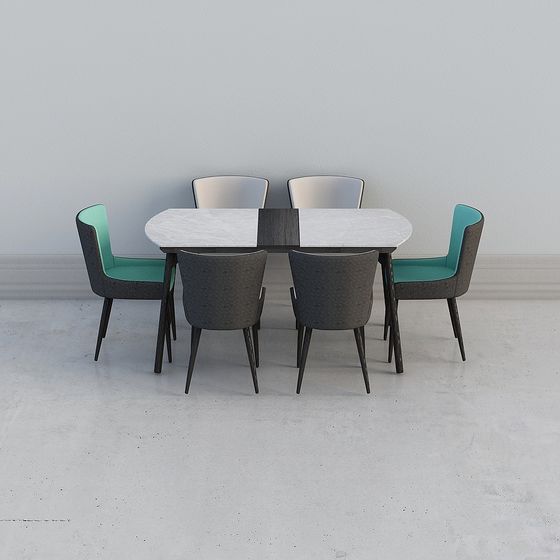 Modern Minimalist Dining Table and Chairs 3D model