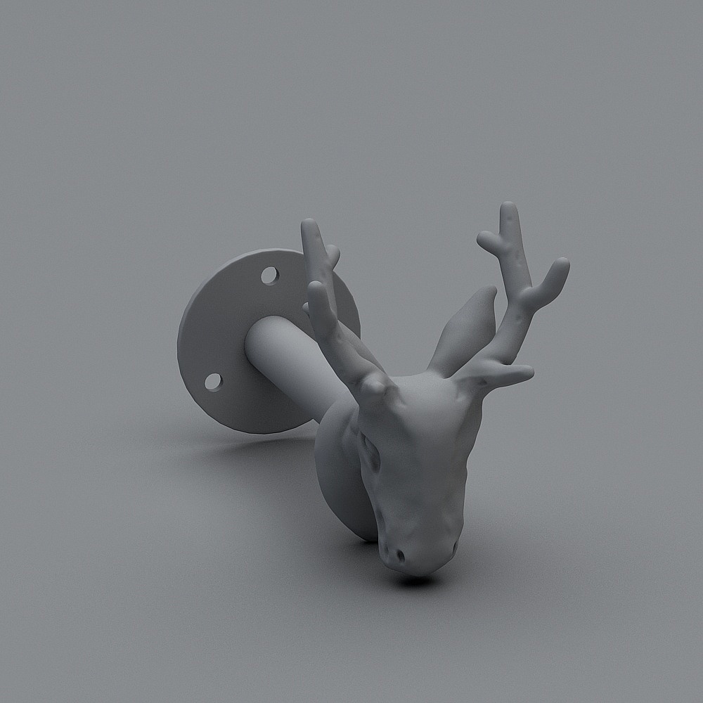 Realistic Low Poly Deer Head Wall Mount 3D model