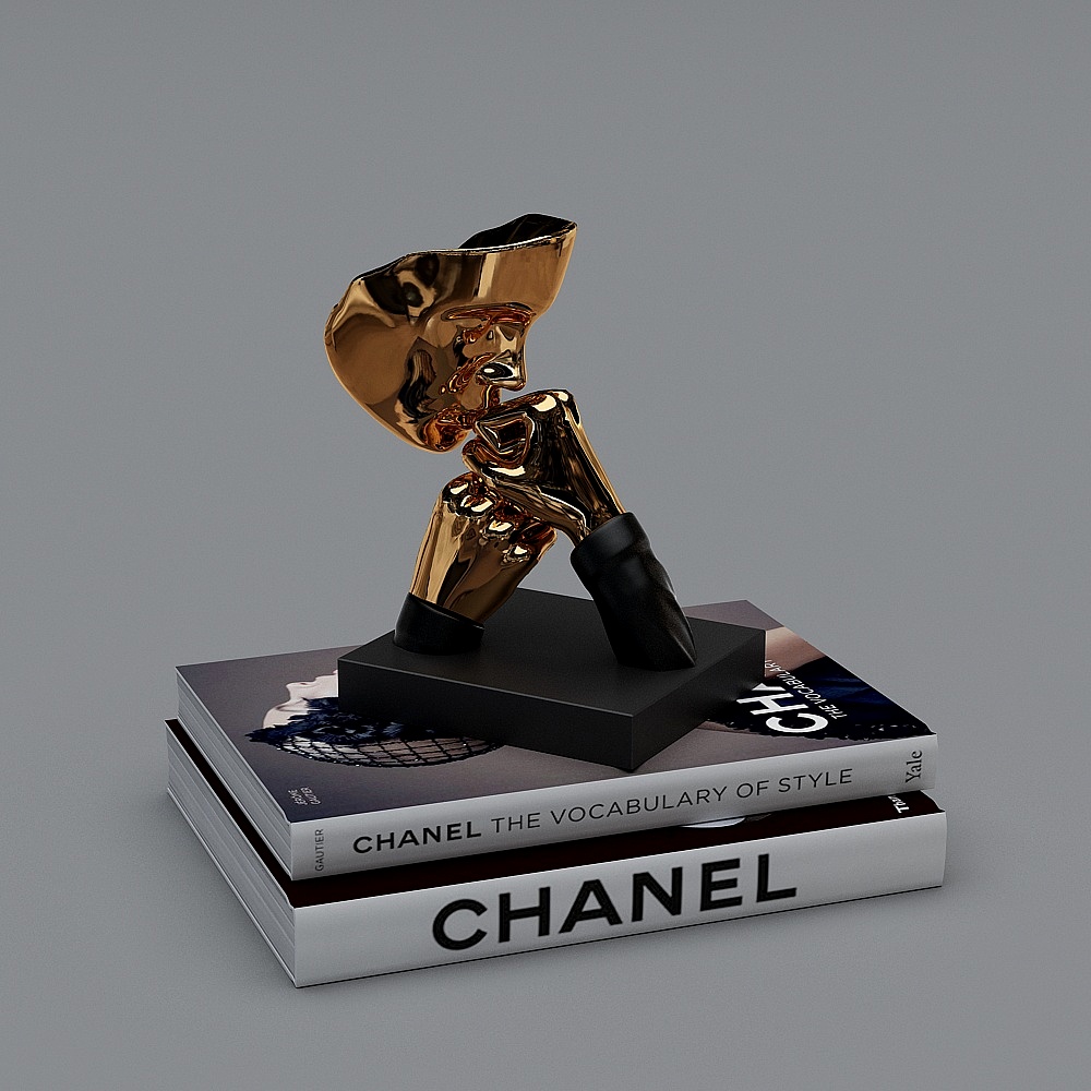 Golden Abstract Sculpture 3D model