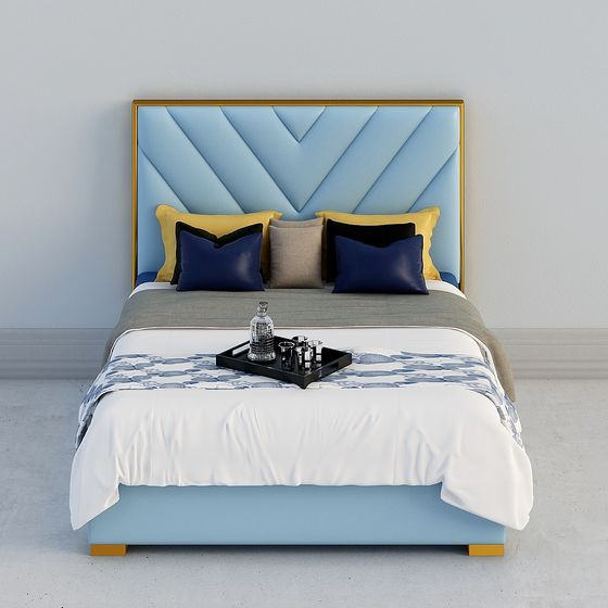 Sleek Low-Polygon Bed 3D model for Contemporary Spaces