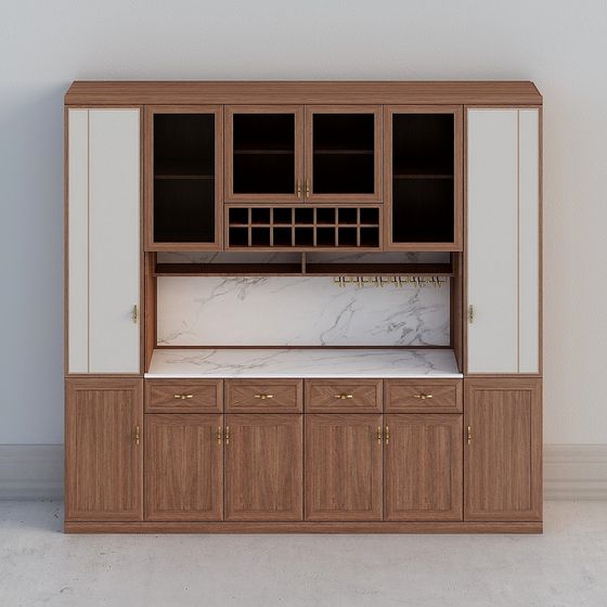 Stylish Minimalist Wine Cabinet 3D model