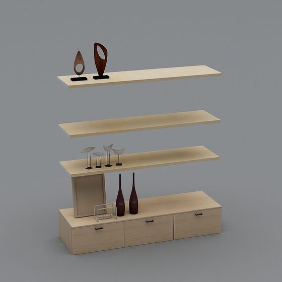 Stylish Low Poly Display Cabinet 3D model