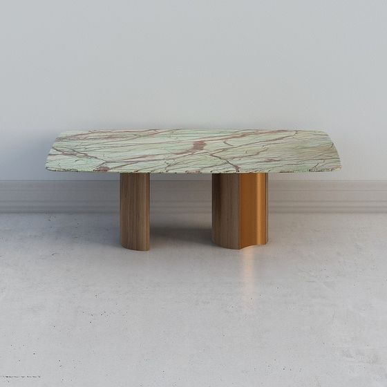Elegant Marble and Metal Dining Table 3D model