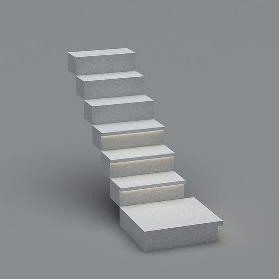 Minimalist Gray Stone Staircase 3D Model