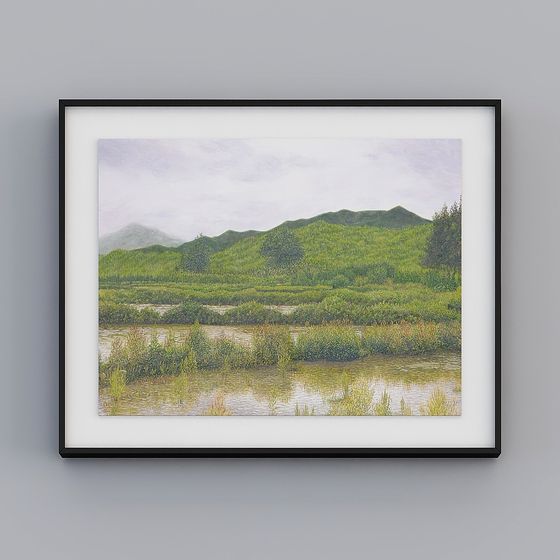 Serene Landscape 3D model: Mountains, Rivers, and Lakes