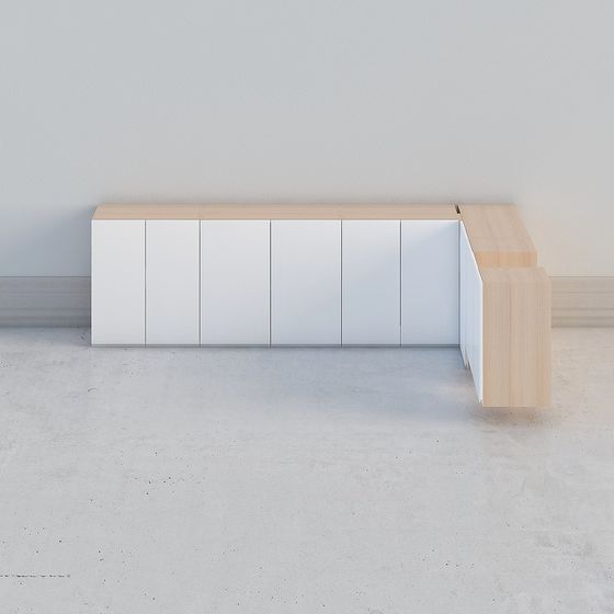 Natural Wood Color Hanging Cabinet 3D Model for Storage