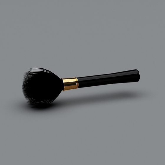 Elegant Black and Gold Makeup Brush 3D model