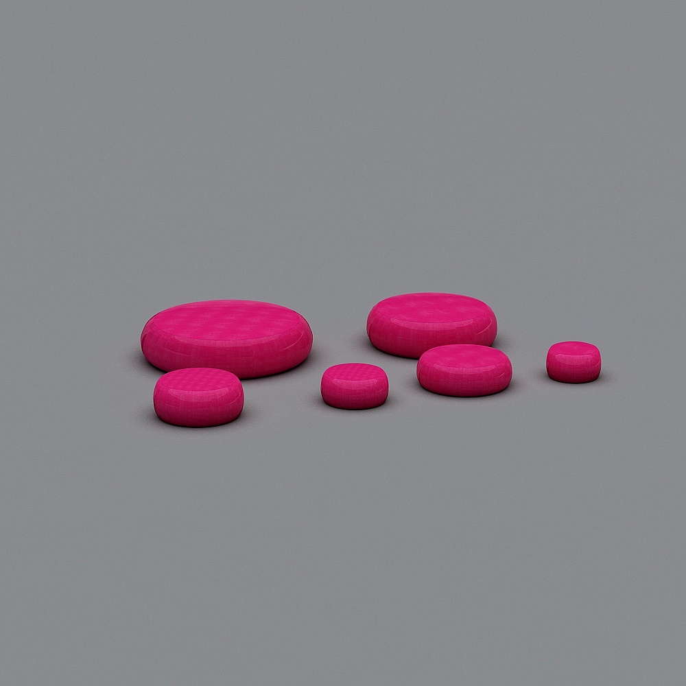 Vibrant Pink Round Cushions 3D Model