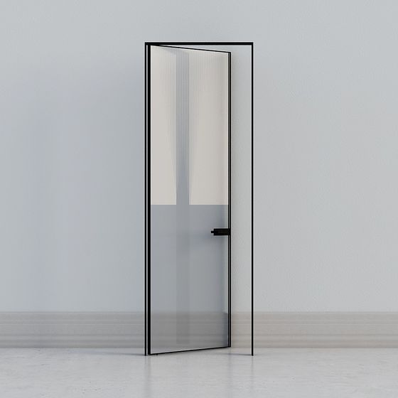 Modern Black Open Door 3D Model for Contemporary Interiors