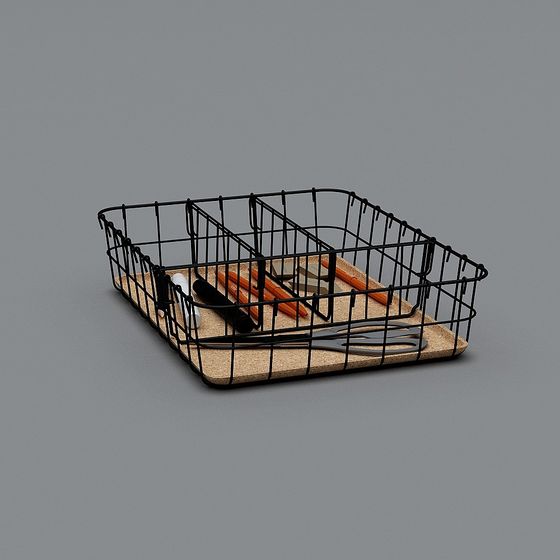 Stylish Metal Mesh Storage Basket 3D model