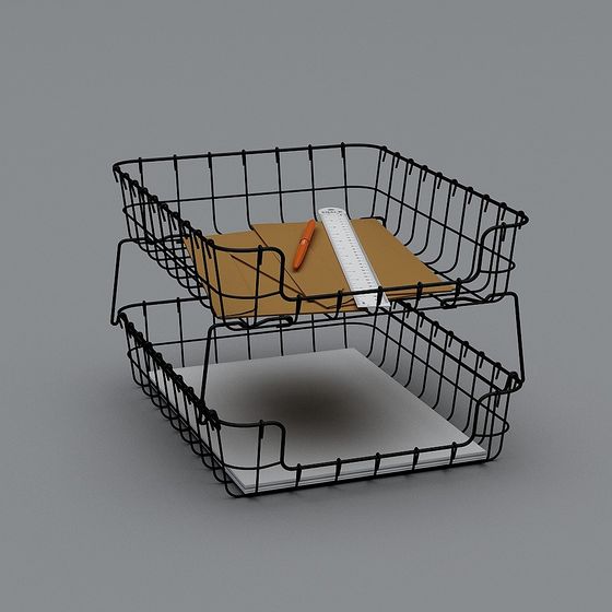 Minimalist Metal File Basket 3D model