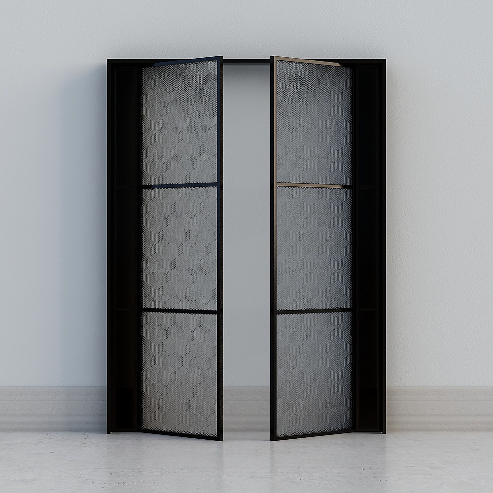 modern black glass double door