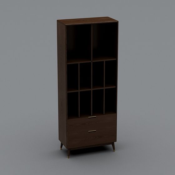 Stylish Mid-Century Bookshelf 3D model for Home Design