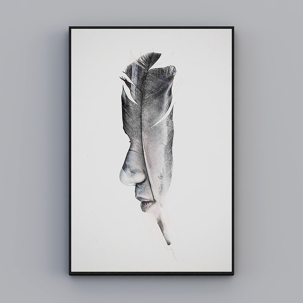 Courtesy full house with painting - Xuanguan painting - minimalist black and white series three