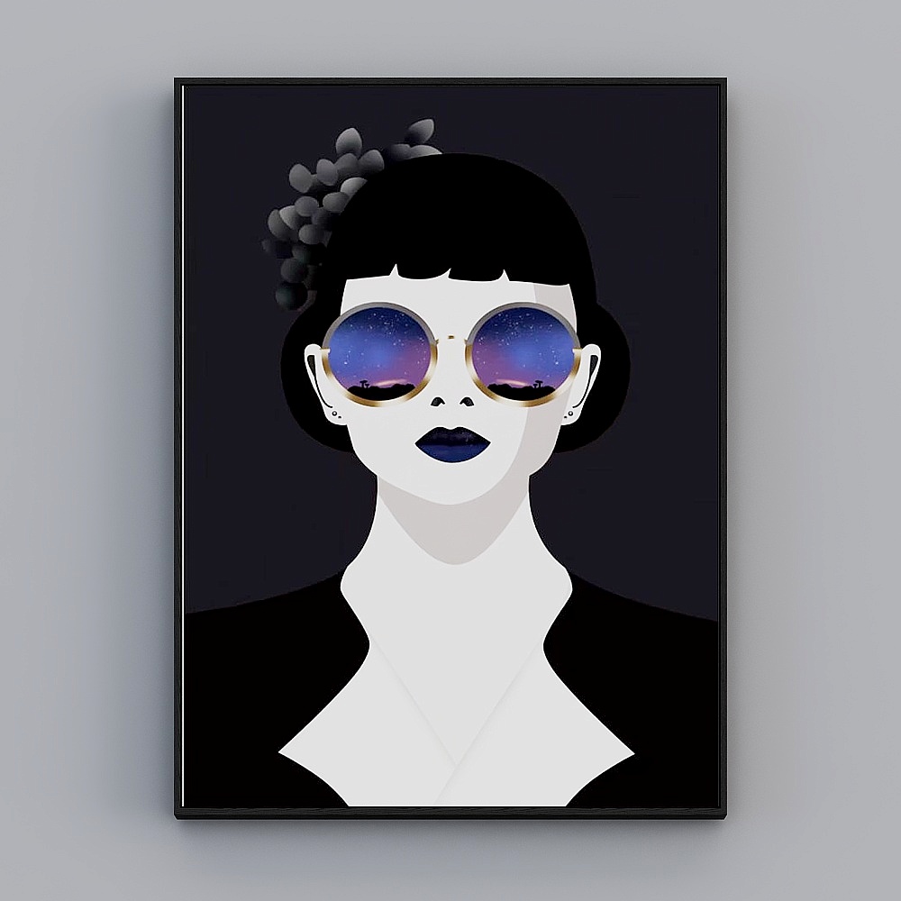 Courtesy full house with painting - modern living room decorative painting - living room entrance single - figure silhouette seven