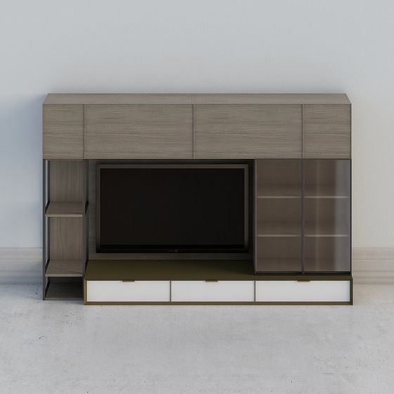 Stylish Low-Poly TV Stand 3D model for Modern Interiors