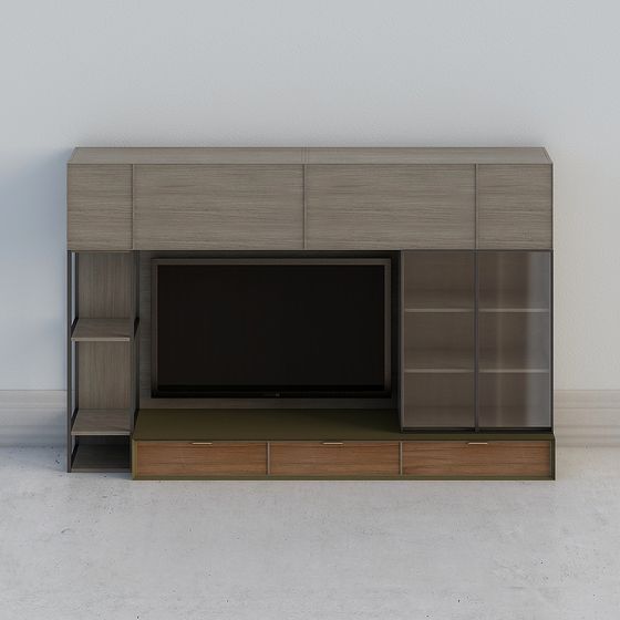 Stylish Low-Polygon TV Cabinet 3D model