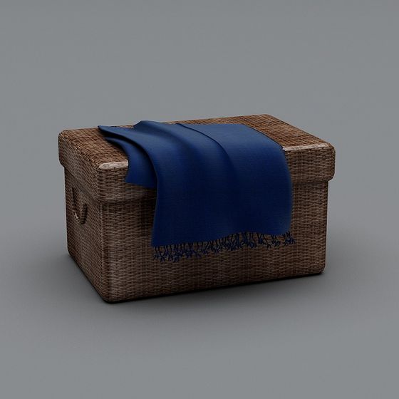 Low-Poly Rattan Storage Box 3D model
