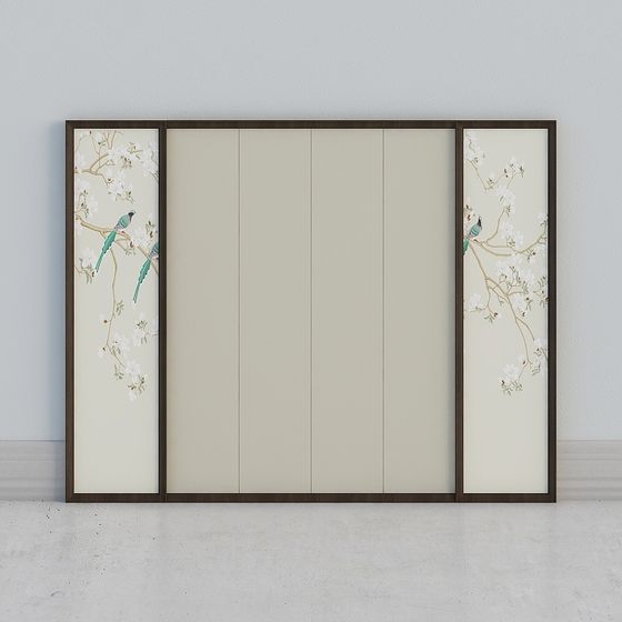 Elegant Floral Bird Screen 3D model for Modern Design