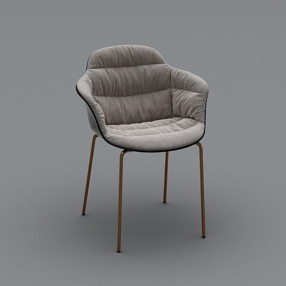 Modern Gray Armchair 3D Model with Arms for Cozy Interiors