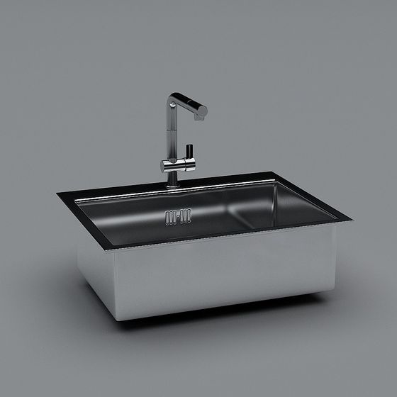 Modern Black Stainless Steel Sink 3D Model