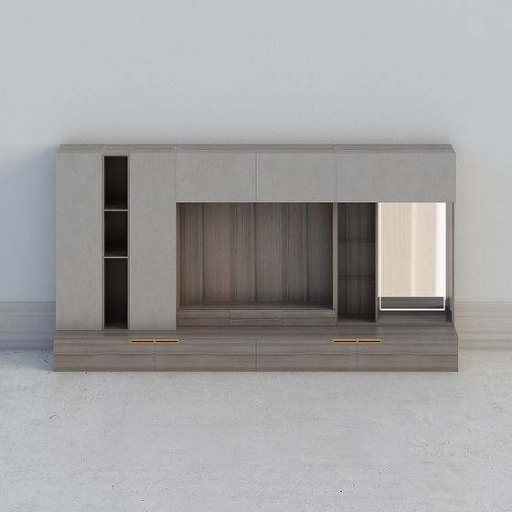 Armoire TV de chambre principale de style moderne d'époque chêne noir PWMA0122