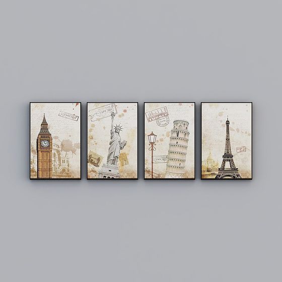 Low-Poly World Landmark Picture Frame 3D model