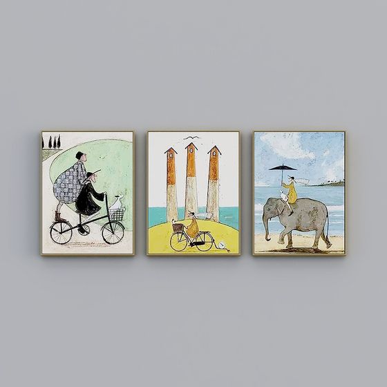 Charming Low-Poly Mural Series 3D model for Creative Projects