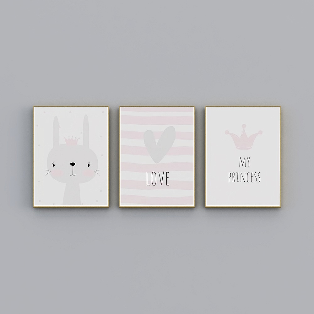 Courtesy full house with painting - three-link - literary and artistic small fresh - love rabbit