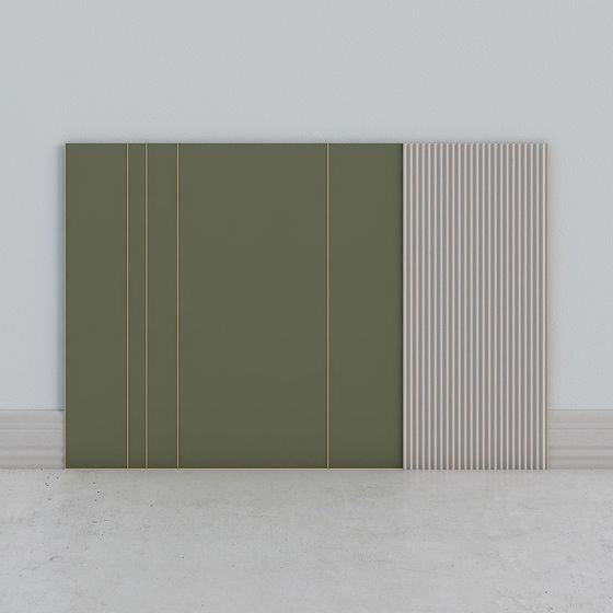 Stylish Low-Poly Olive Green Wall 3D Model