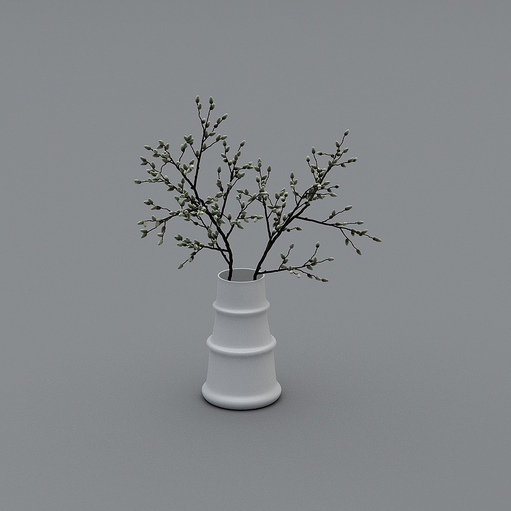 植物の白い花瓶-2