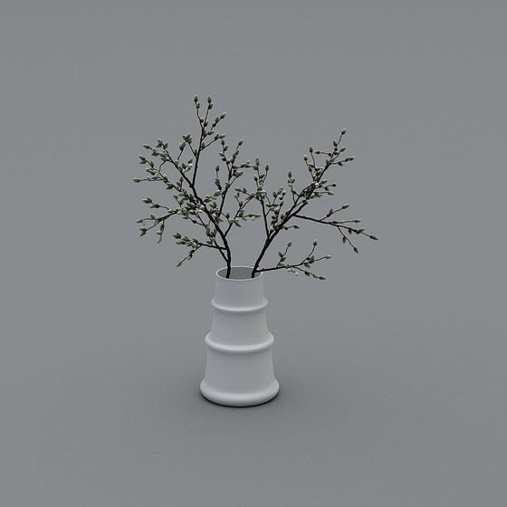 植物の白い花瓶-2